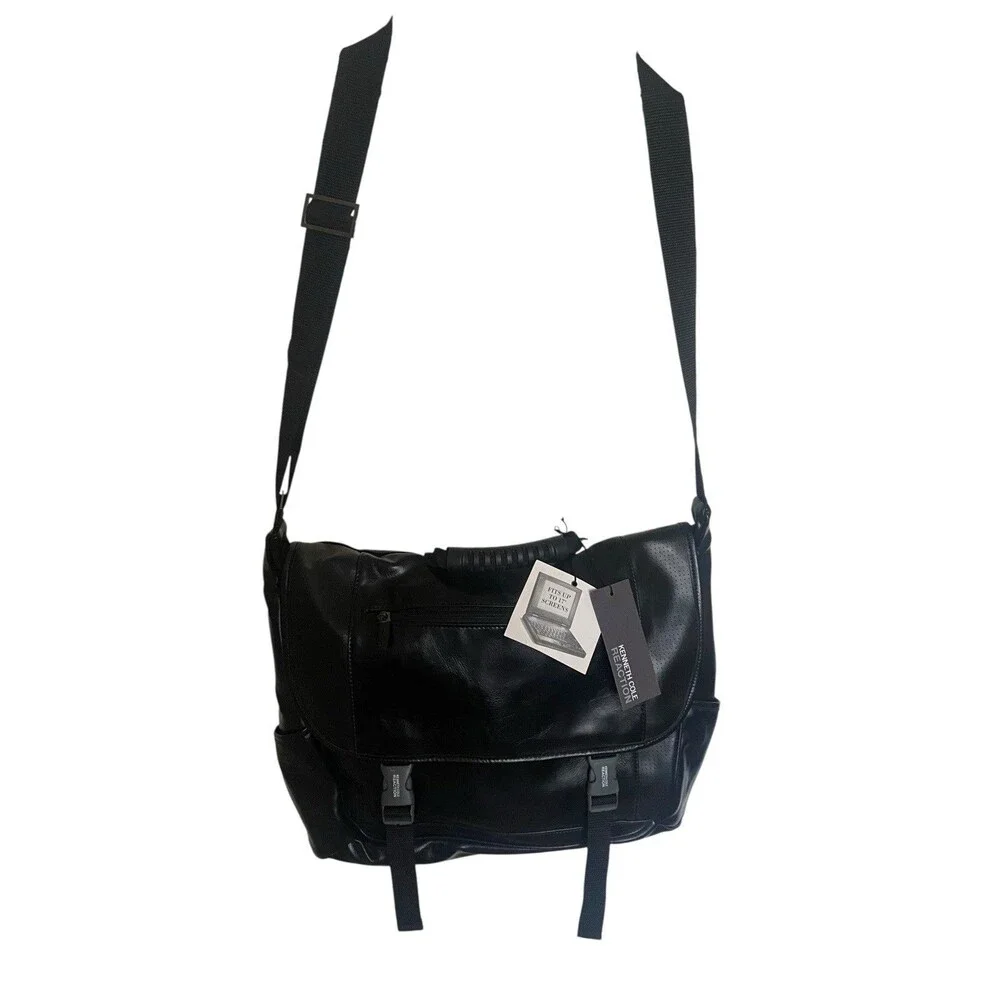 Kenneth Cole Bag Reaction Black Messenger Laptop Sleeve Adj Strap 535505 NEW